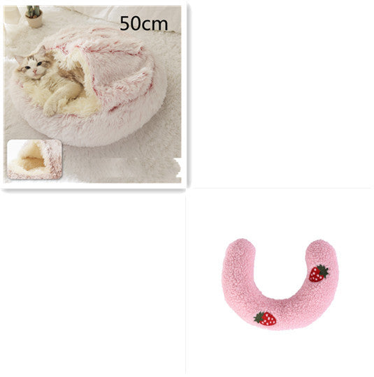 2 In 1 Dog And Cat Bed Pet Winter Bed Round