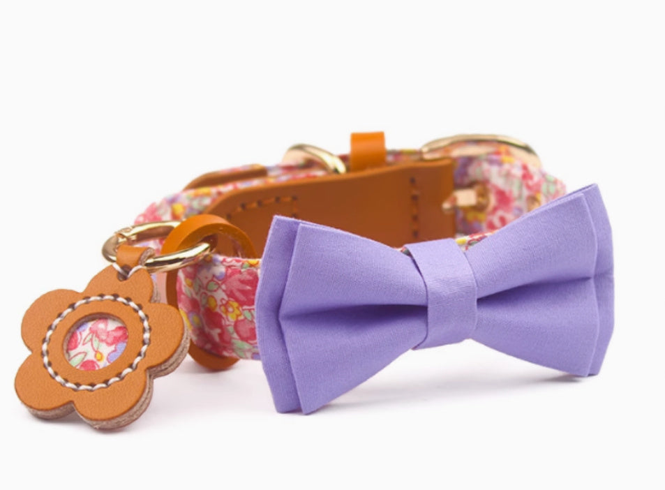 Cowhide Stitching Floral Cotton Pet Dog