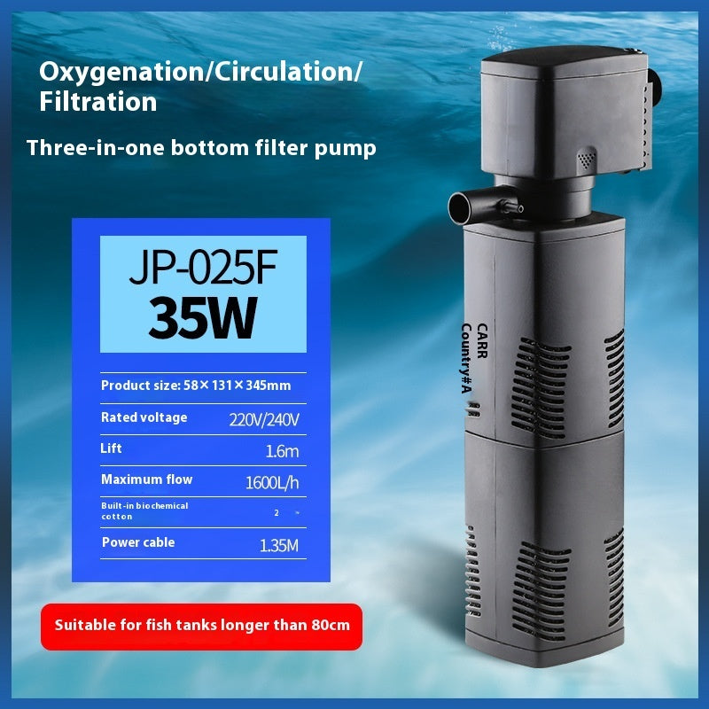 Fish Tank Aquarium Filter Three-in-one Built-in Filter