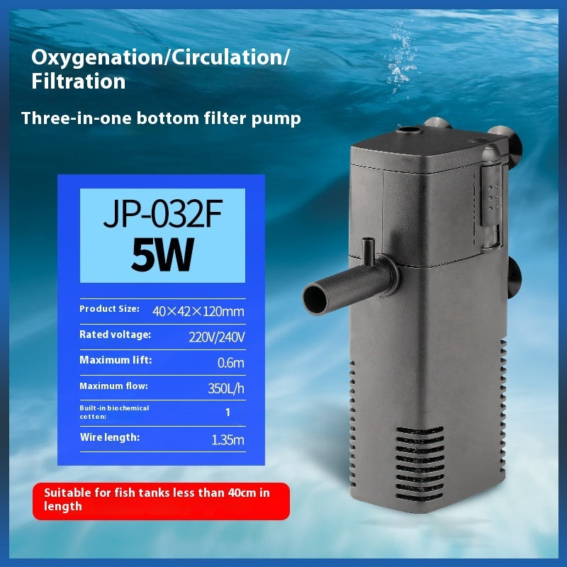 Fish Tank Aquarium Filter Three-in-one Built-in Filter