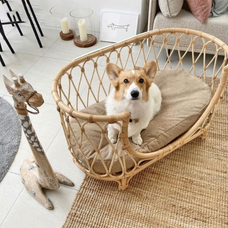 Pet Bed Handmade Rattan Woven Pet