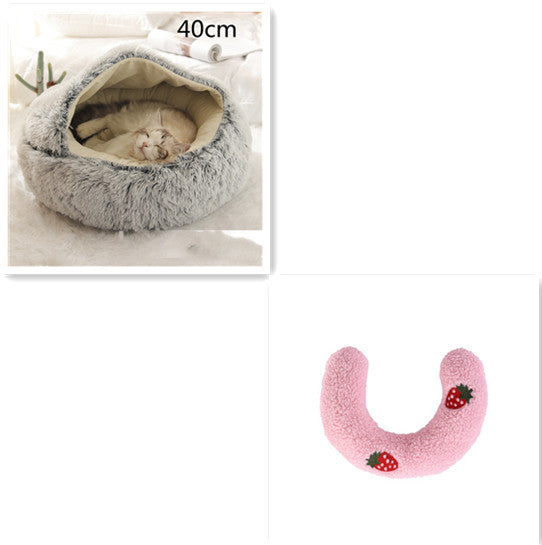 2 In 1 Dog And Cat Bed Pet Winter Bed Round
